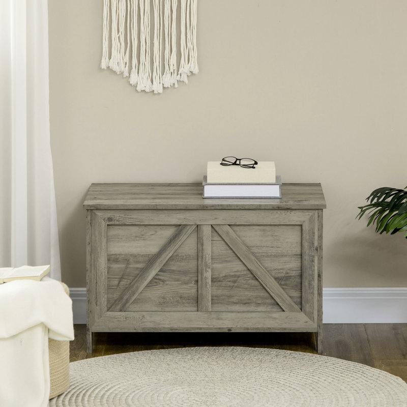 Boîte de rangement avec couvercle à charnière gris chic 30 "avec charnière - Chambre à coucher, vestibule, salon