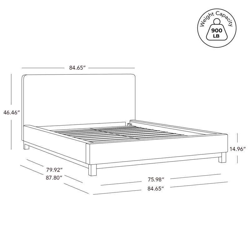 Modern Velvet Upholstered Platform Bed with Slight Wingback Headboard and Solid Wood Frame, Low Profile Design