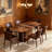 Extendable Walnut Wood Curved Dining Table, 55.2-70.98 Inches, Striped Legs, Suitable For Living Room And Kitchen.-1418908237