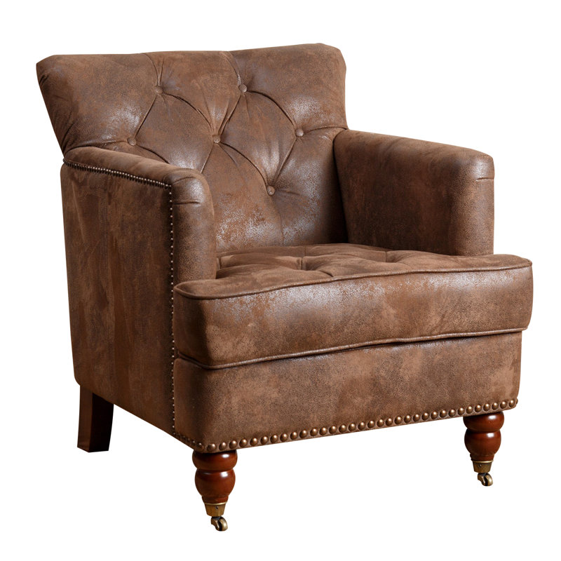 Aliya Upholstered Club Chair, Antique Brown