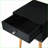 Mid-Century Modern Black Nightstand with 2 Drawers &amp; Rubber Wood Legs