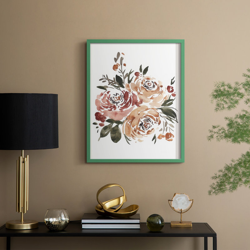 Spring Fling Bouquet I Framed Print - Solid Wood, 21" H x 17" W, Green