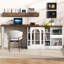 Table de bar moderne, table de bar rotative extensible à 360 ° avec rangement, table de bar réversible avec porte d'armoire en verre, table de bar pour meuble-bar de cuisine-1195041661-1195041663