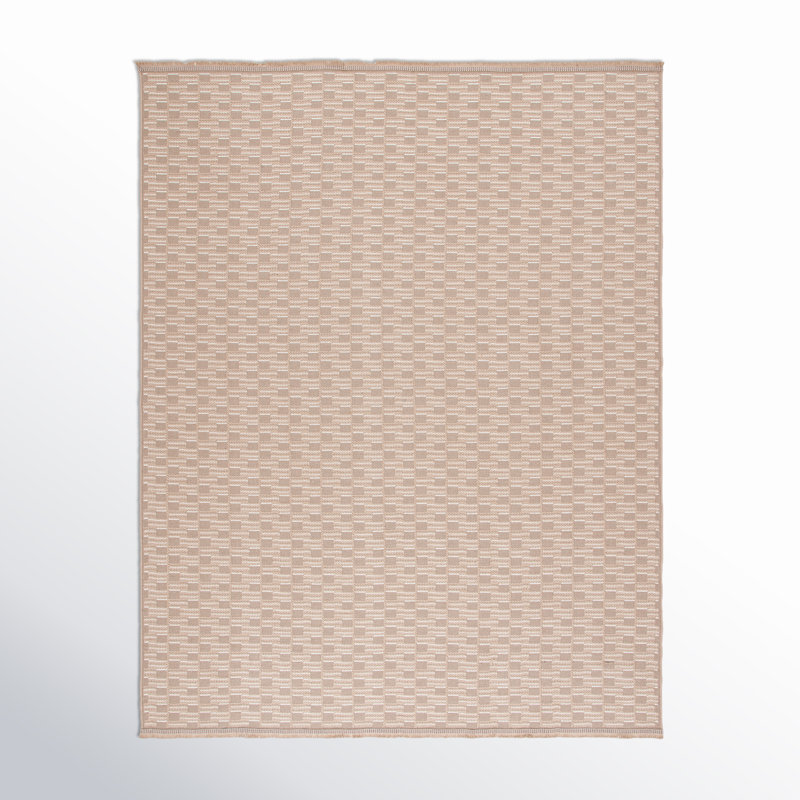 Eloi Rectangle Checkered Machine Woven Jute/Sisal/Cotton Area Rug in Natural/Ivory, Rectangle 8' x 10'