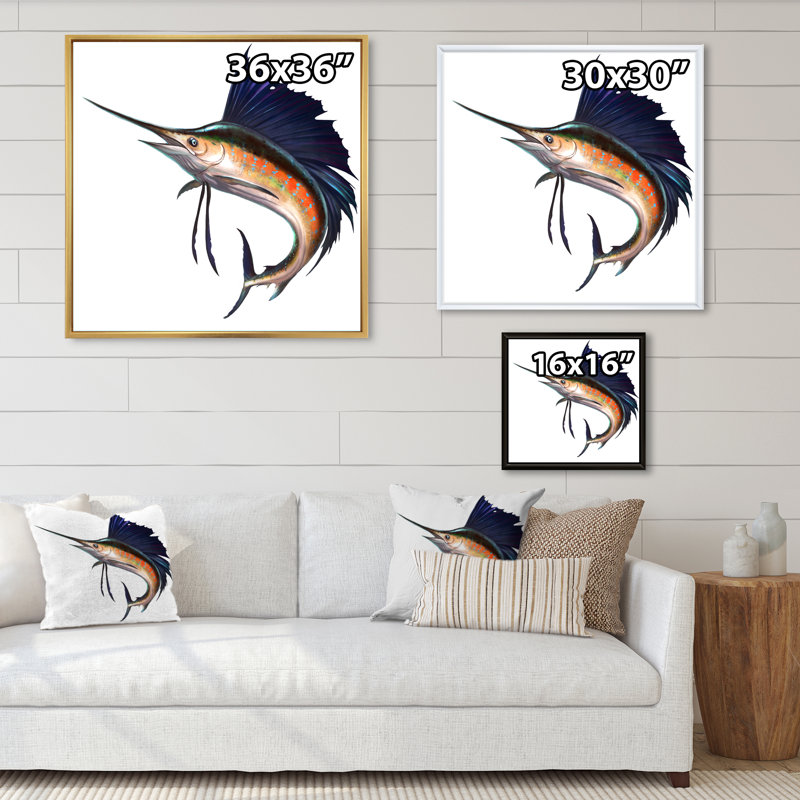 Sailfish In The Ocean II " Sailfish in the Ocean II " Color Photography Painting, 36" H x 36" W, White Floater Frame