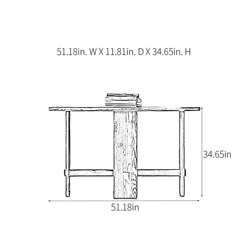 Retro Solid Wood Art Console Table, 34.65" H x 51.18" W x 11.81" D