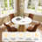 Magallanes 4-Person Round Marble Table Velvet Chairs Dining Set-1463240061-1463240056