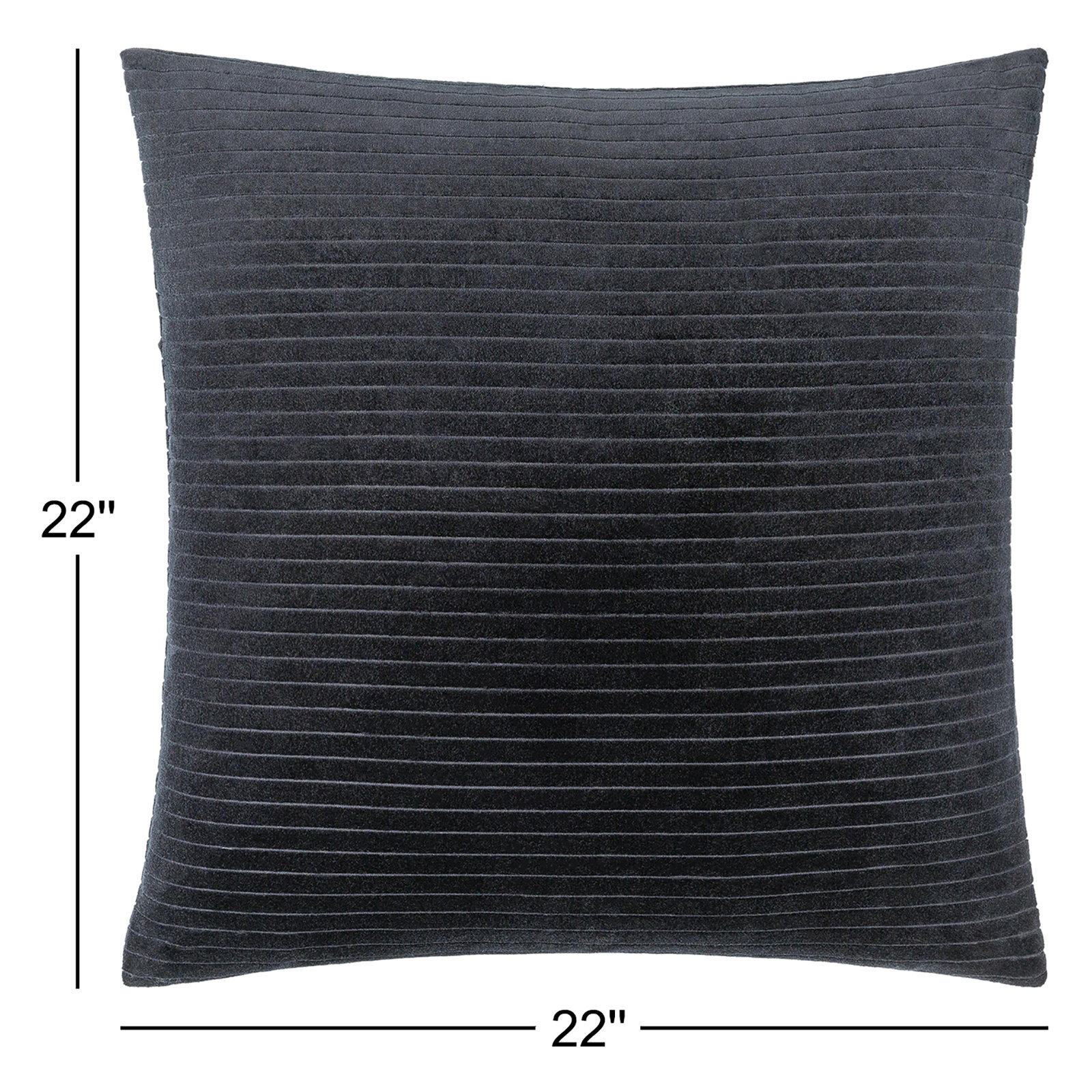 Cotton Throw Pillow, 22" x 22", Black, Polyester/Polyfill