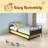 Metal Daybed Platform Bed Frame With Trundle Built-In Casters, Twin Size