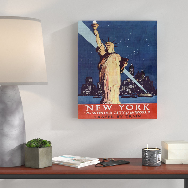 « new york liberty statue », affiche rétro, Toile tendue, H 20 po x l 16 po