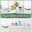 Ensemble d'accessoires de salle de bain, 5 pièces d'accessoires de salle de bain en verre transparent avec distributeur de savon, porte-brosse à dents, support Cotton Swab, porte-savon, plateau en céramique, meuble-lavabo de comptoir