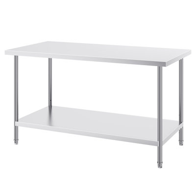 SUS201 Stainless Steel Prep Table 30 x 60 x 34 Inch 1 Piece Silver 910 lbs Load Capacity