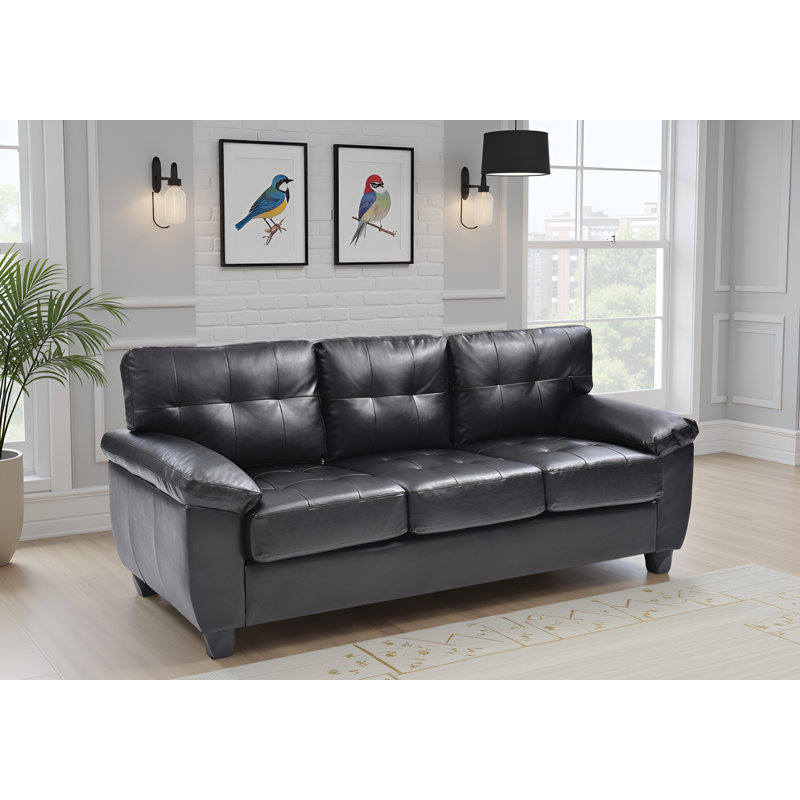 Rimouski Faux Leather Sofa, Black