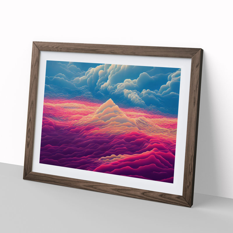 Lush Mountain - Single Picture Frame Print, Walnut, 25cm H x 34cm W x 2cm D