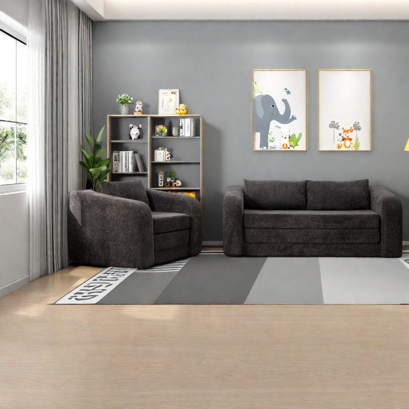 Canapés-lits confortables en chenille, ensemble de salon convertible moderne pour le salon