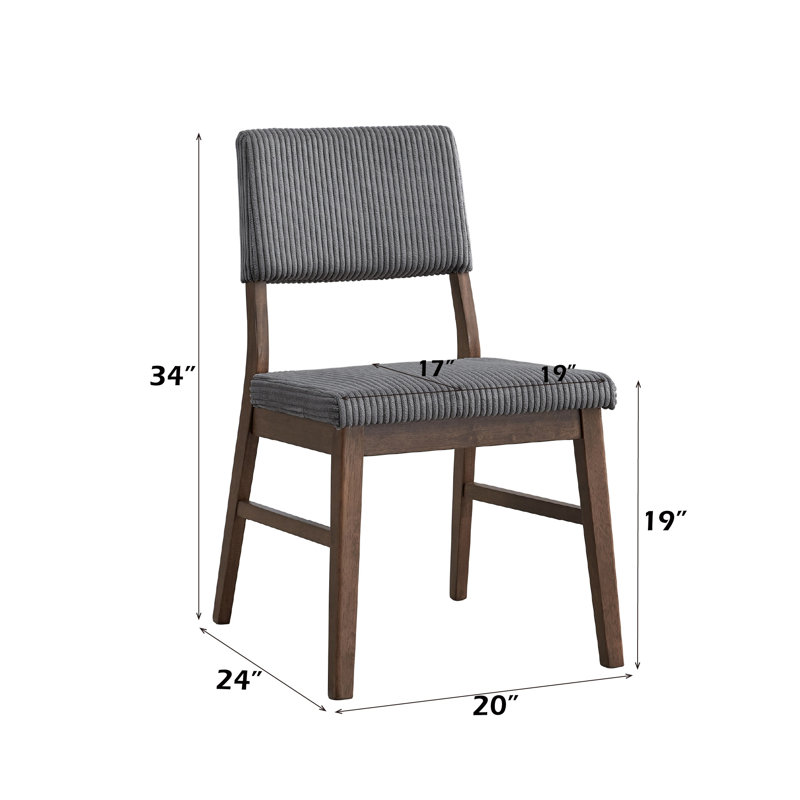 Ensemble de 2 chaises d'appoint en velours côtelé et finition noyer gris Seda, Grey