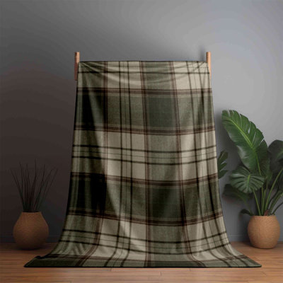 1pc Room Decor Blanket Plaid, Stripe, Brown Green Pattern Flannel Blanket, Quilt Set, Bedroom Decoration and Accessories, Holiday Gift for Sofa, Bed, Car, Office, Camping 50x60inch