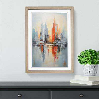 Skyline Abstract No.4 - Single Picture Frame Print on Wood
