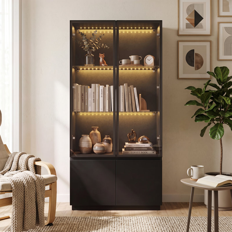 Aluminium 80 cm W Display Cabinet with Lighting