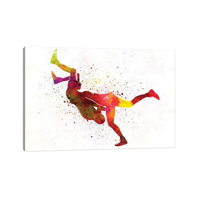 Wrestlers Wrestling Men In Watercolour II by Paul Rommer - Wrapped Canvas Painting, 66.04 cm H x 45.72 cm W