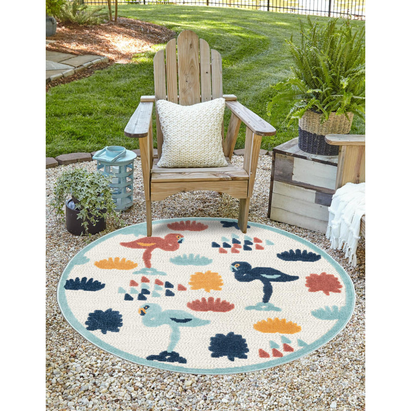 Medway Indoor/Outdoor Rug White, Round 3'3"