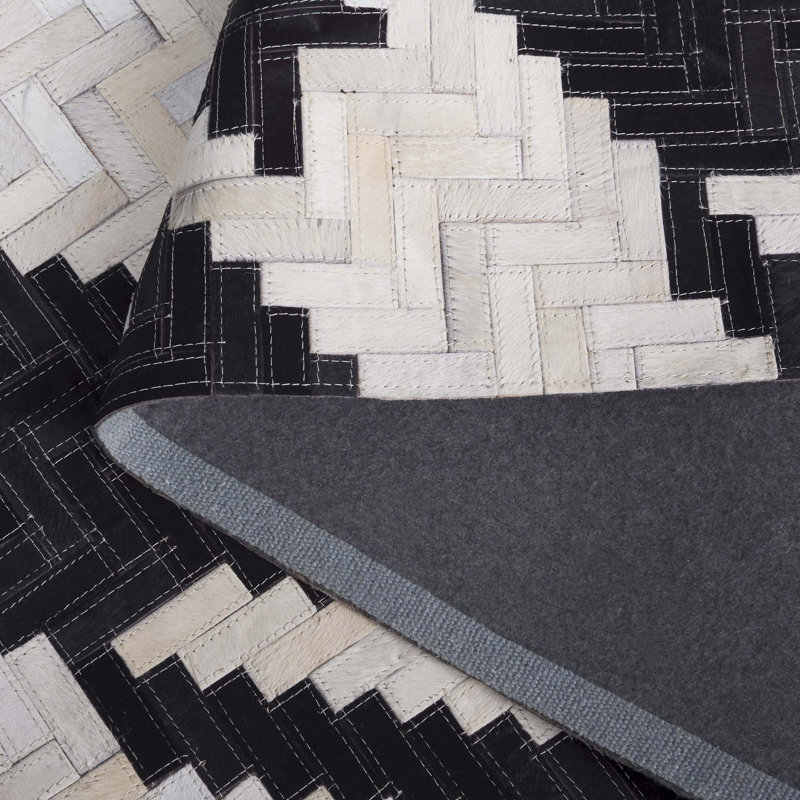 Rashima Hand Woven Leather Houndstooth Rug, Rectangle 8' x 10'