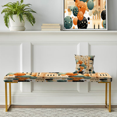 Architectural Splendour Polka Dots Pattern - Polka Dots Upholstered Gold Bench