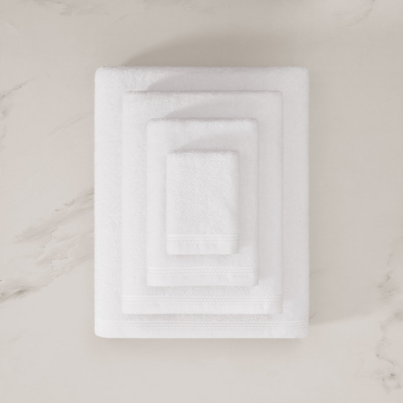 Egyptian Cotton Soft Border Towels, Washcloth, White