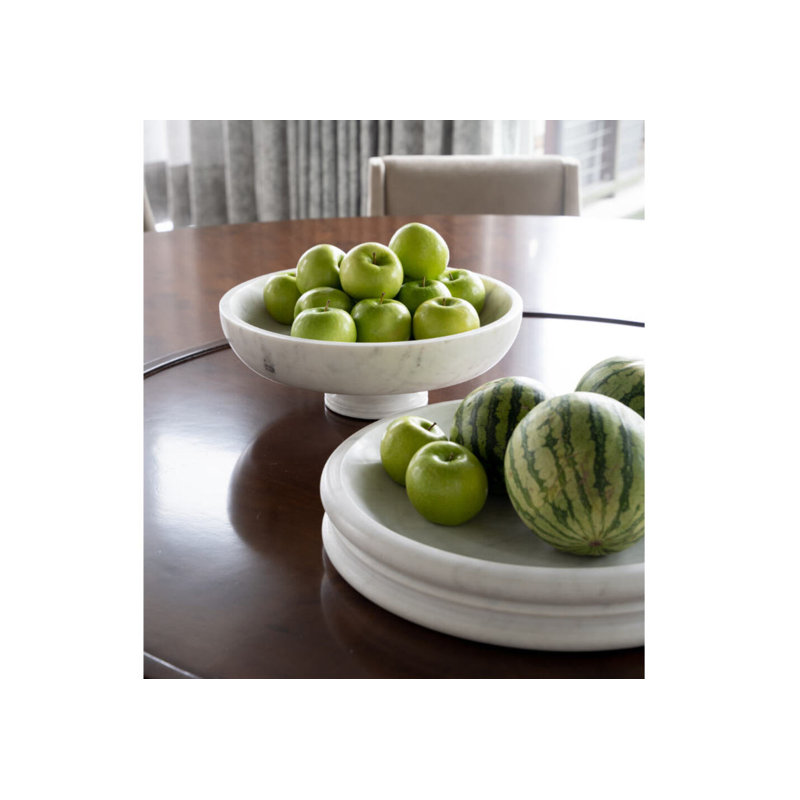 Handmade Marble Decorative Bowl, 3" H x 14" W x 14" D