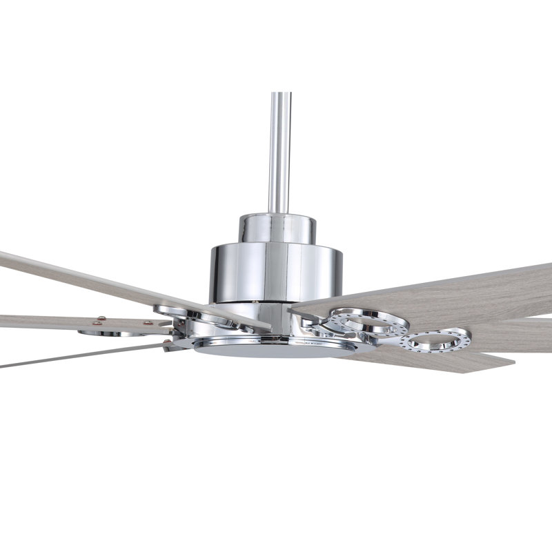 Ventilateur de plafond 64 po à 6 pales avec moteur à courant continu et réversible avec télécommande, Bois gris