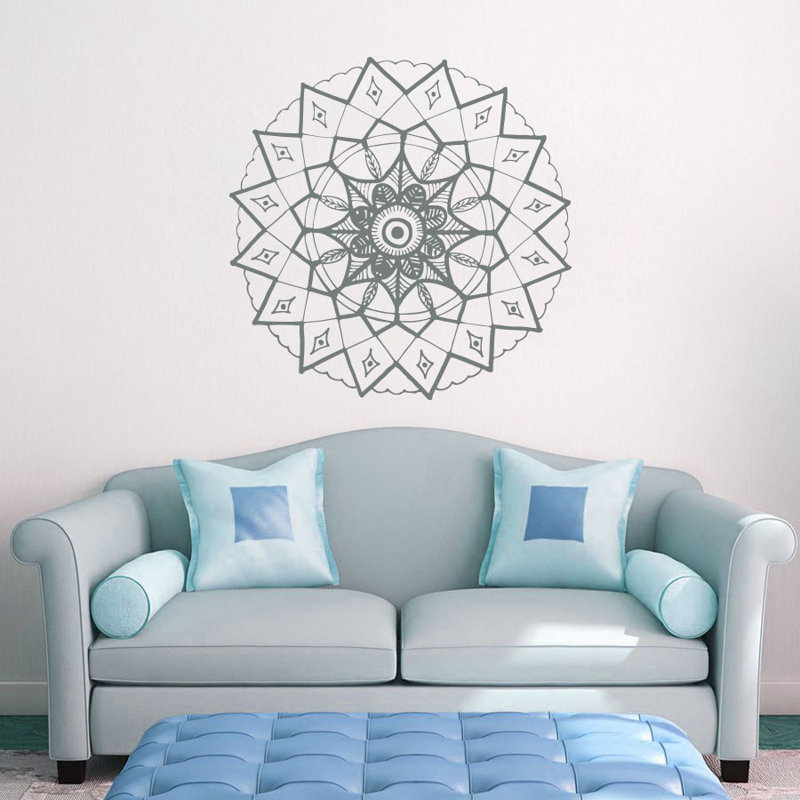 Adhésif décoratif mandala yoga, H 20 po x l 22 po, Gris