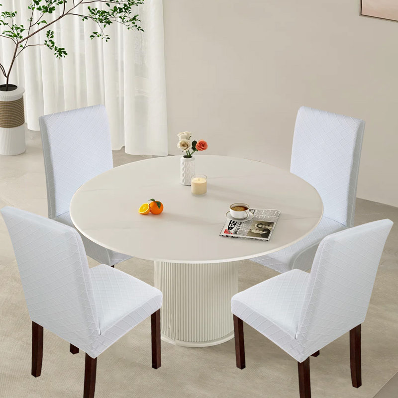 4 housses de chaise imperméables, housses de chaise de salle à manger, housses de chaise Parsons pour la cuisine, Blanc