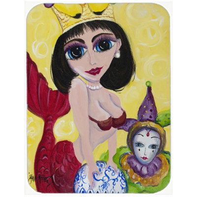 East Urban Home Mardi Gras Queen Mermaid Glass Cutting Board