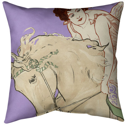 Horse Riding Circus Girl Poster Throw Pillow Cover