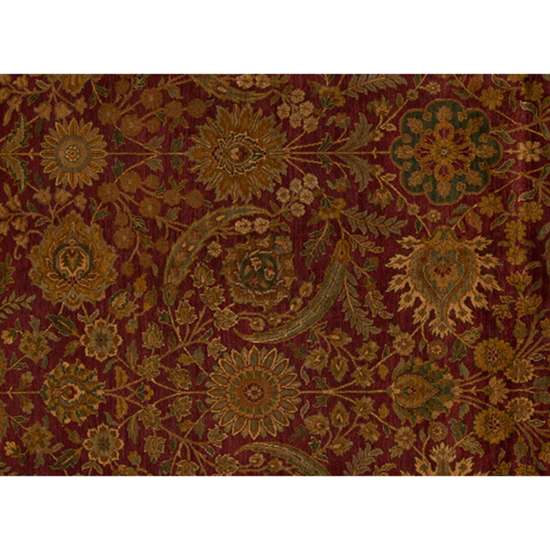 Hand Knotted Wool Oriental Area Rug in Red And Gold