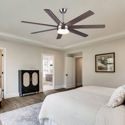 62 In. Integrated LED Brushed Nickel Plywood Smart Ceiling Fan With Remote Control