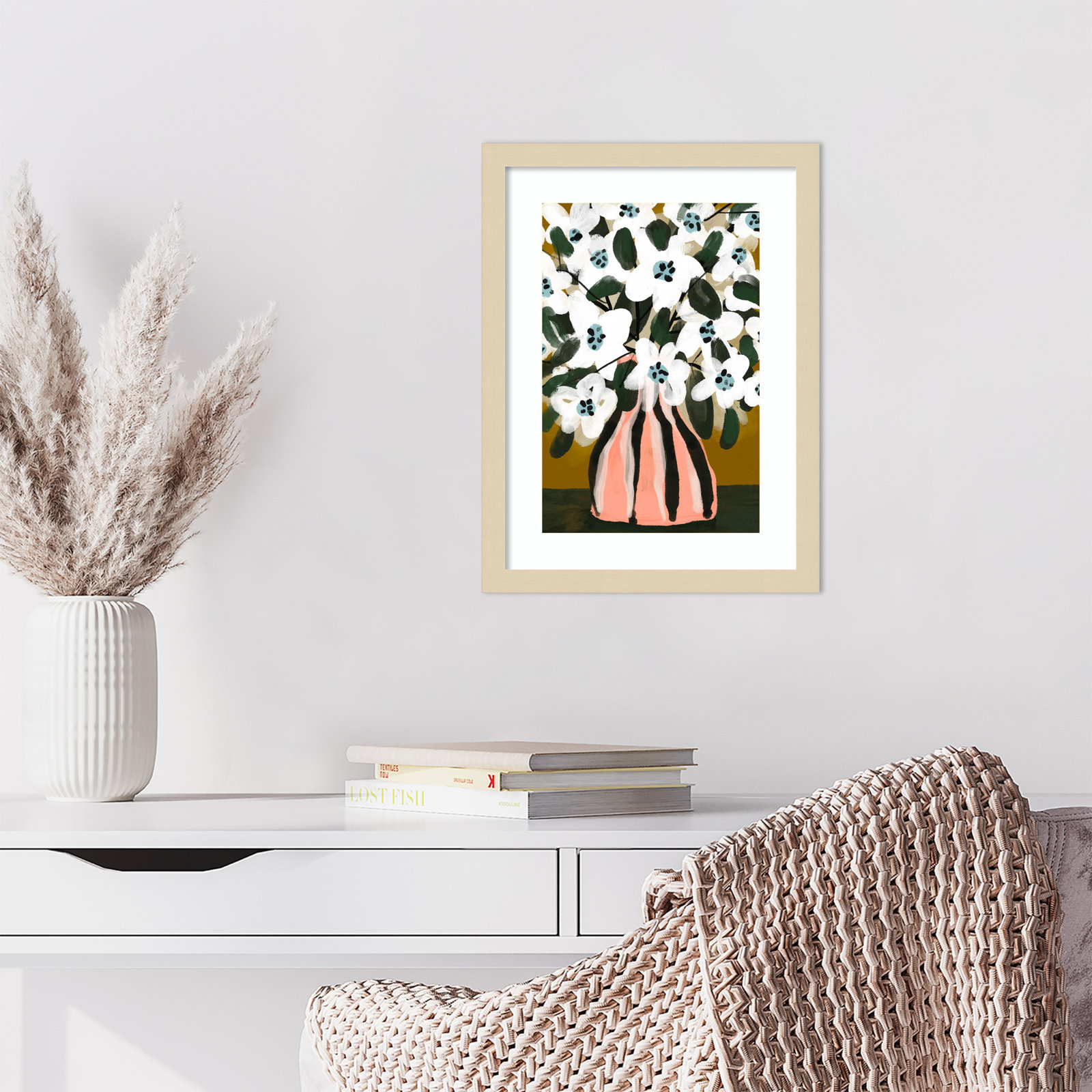 Galya "Pastel Flower Impression No. 9" Print, Brown, 17" H x 13" W