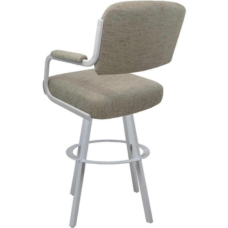 Cessna Swivel Upholstered Stool with Metal Frame, Driftwood, White, Counter Stool (26" Seat Height)