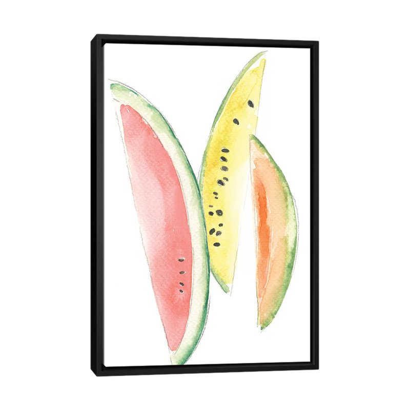 «Melon Slices» par Melissa Selmin - impression sur toile tendue, H 26 po x l 18 po x P 1,5 po, Toile avec cadre noir