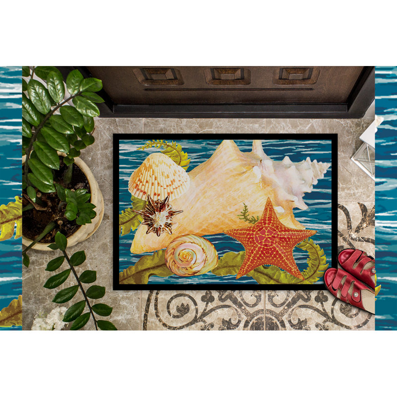 Tapis d'entrée antidérapant Insta, Conque étoile de mer et coq II, 18" W x 27" L
