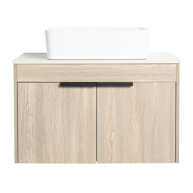 Meuble-lavabo moderne de 42 po avec lavabo d'art en céramique et conception murale