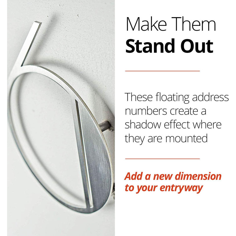 6'' H Reflective Stainless Steel House Number, 6