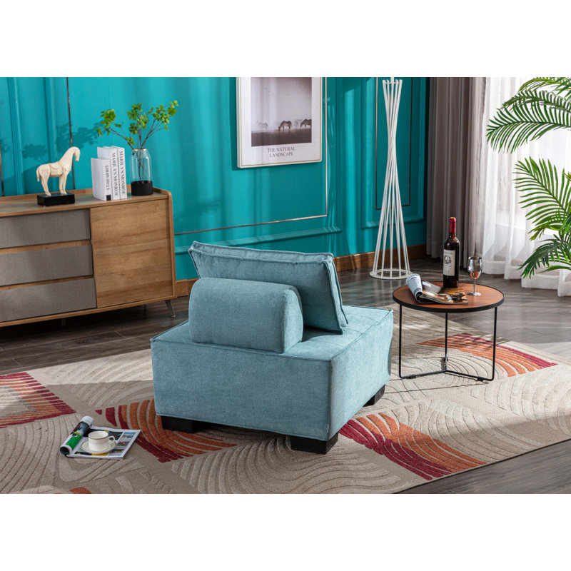 Repose-pieds capitonné standard carré, Polyester bleu clair