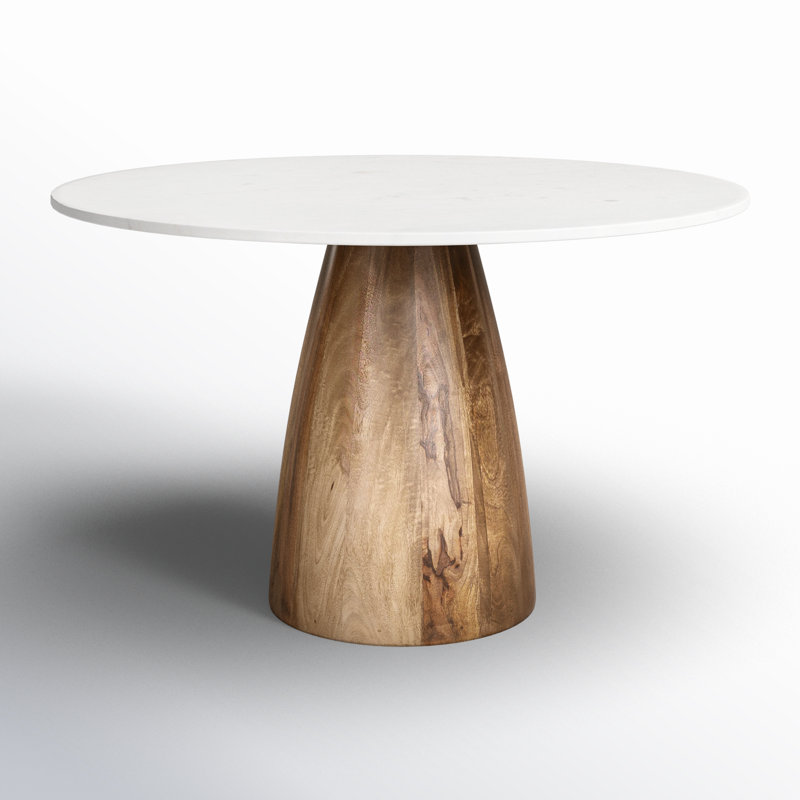 Mellonia Round Genuine Marble Dining Table, White, 30"H x 48"L x 48"W