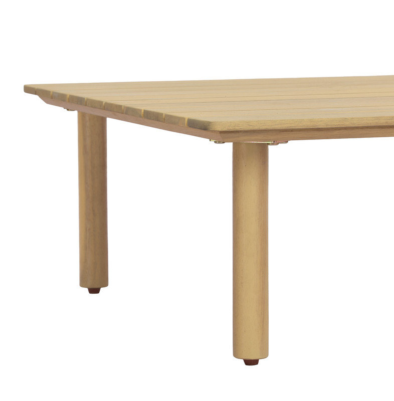 Table basse d'extérieur carrée en bois d'acacia