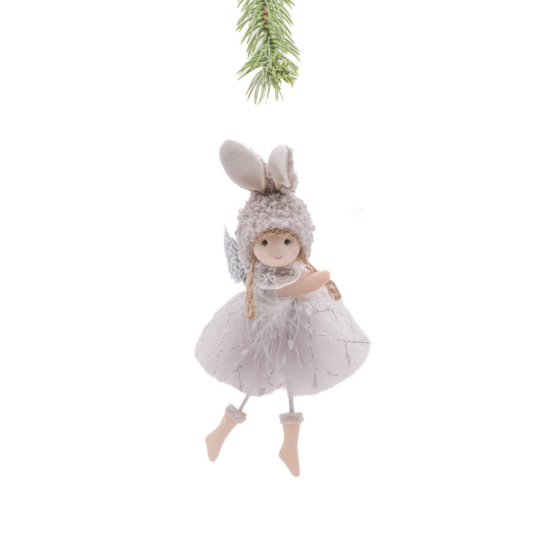 Chérubin suspendu en tissu fumé avec oreilles de lapin, Bleu