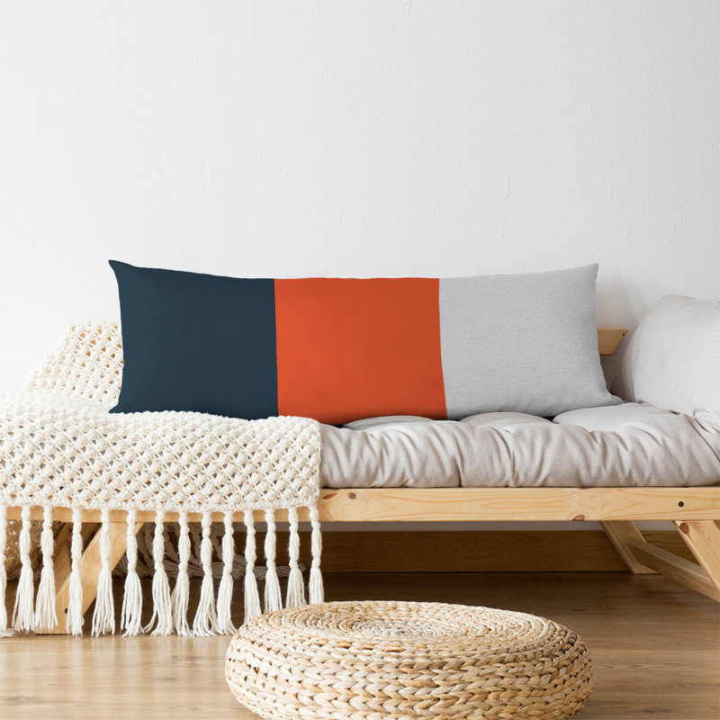 Oreiller de corps en polyester / polyester Chicago, Bleu marine / orange / blanc