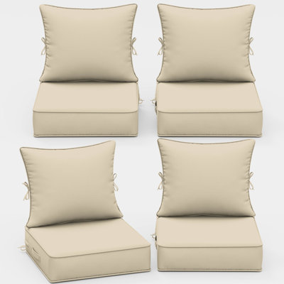 Braun Outdoor Cushions 22X22X4 Patio Chair Cushions Indoor/Outdoor Seat And Back Cushion, Cushions Only (Set Of 4)