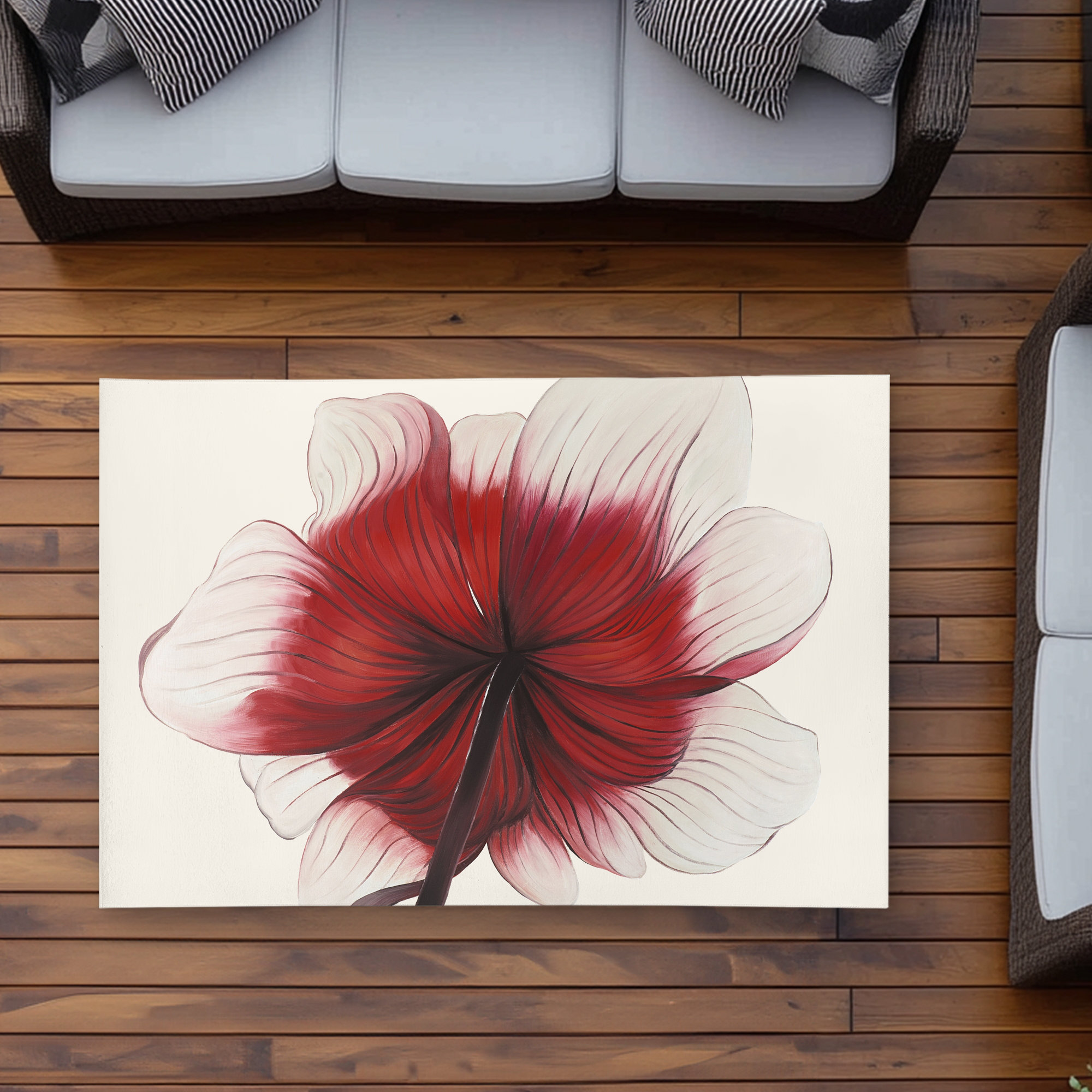 Lark Manor™ Anemone Red Flower Rug - Floral Romantic Outdoor Decor ...