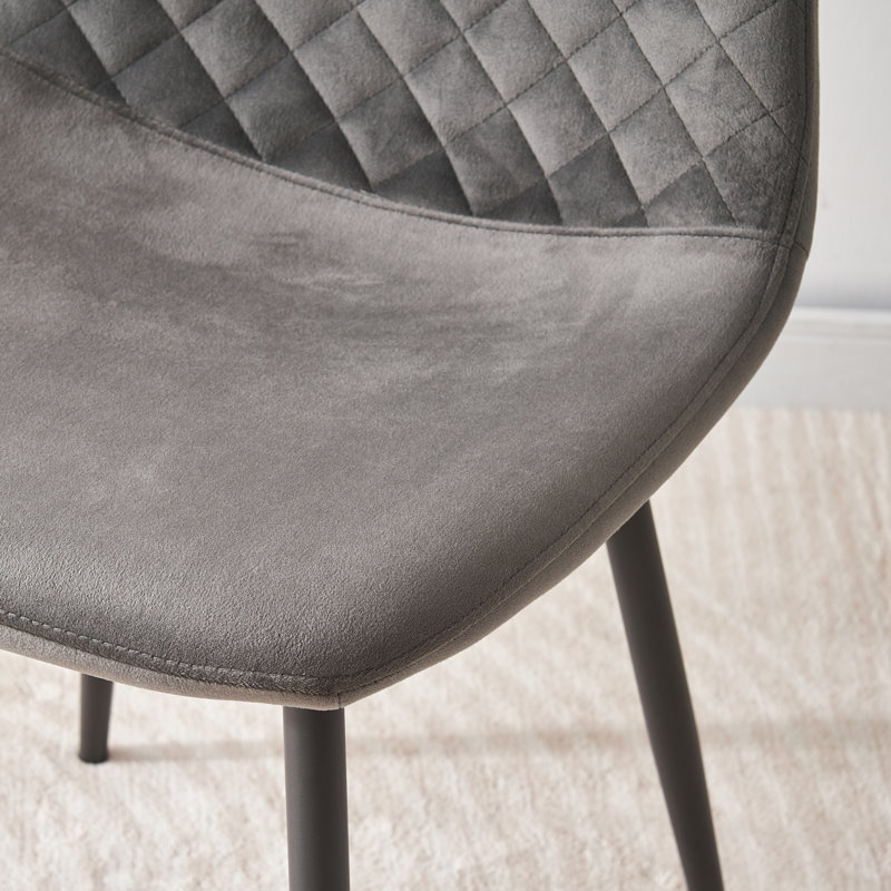 Kaylani Modern Upholstered Dining Chair, Grey Velvet, Black, 4